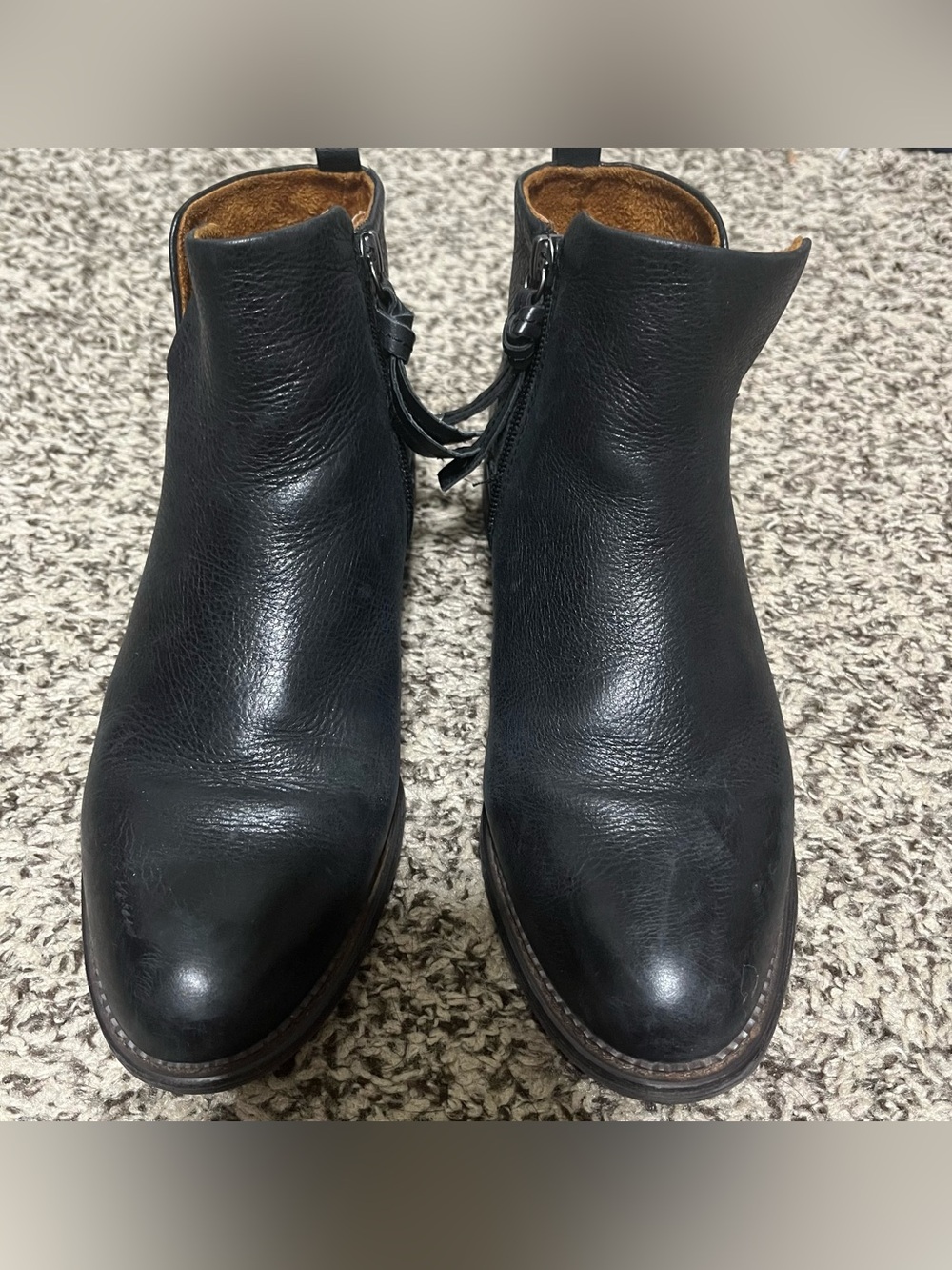 NWOT Franco Sarto“Hyla”Ankle Boots Black Leather Confort Side Zipper Size 9